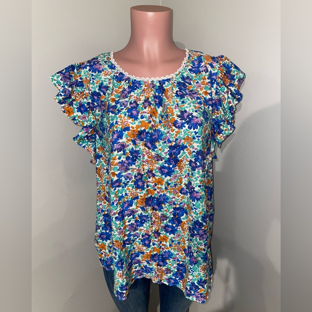 Perch by Blu Pepper Ruffled Sleeve Top - 2XL